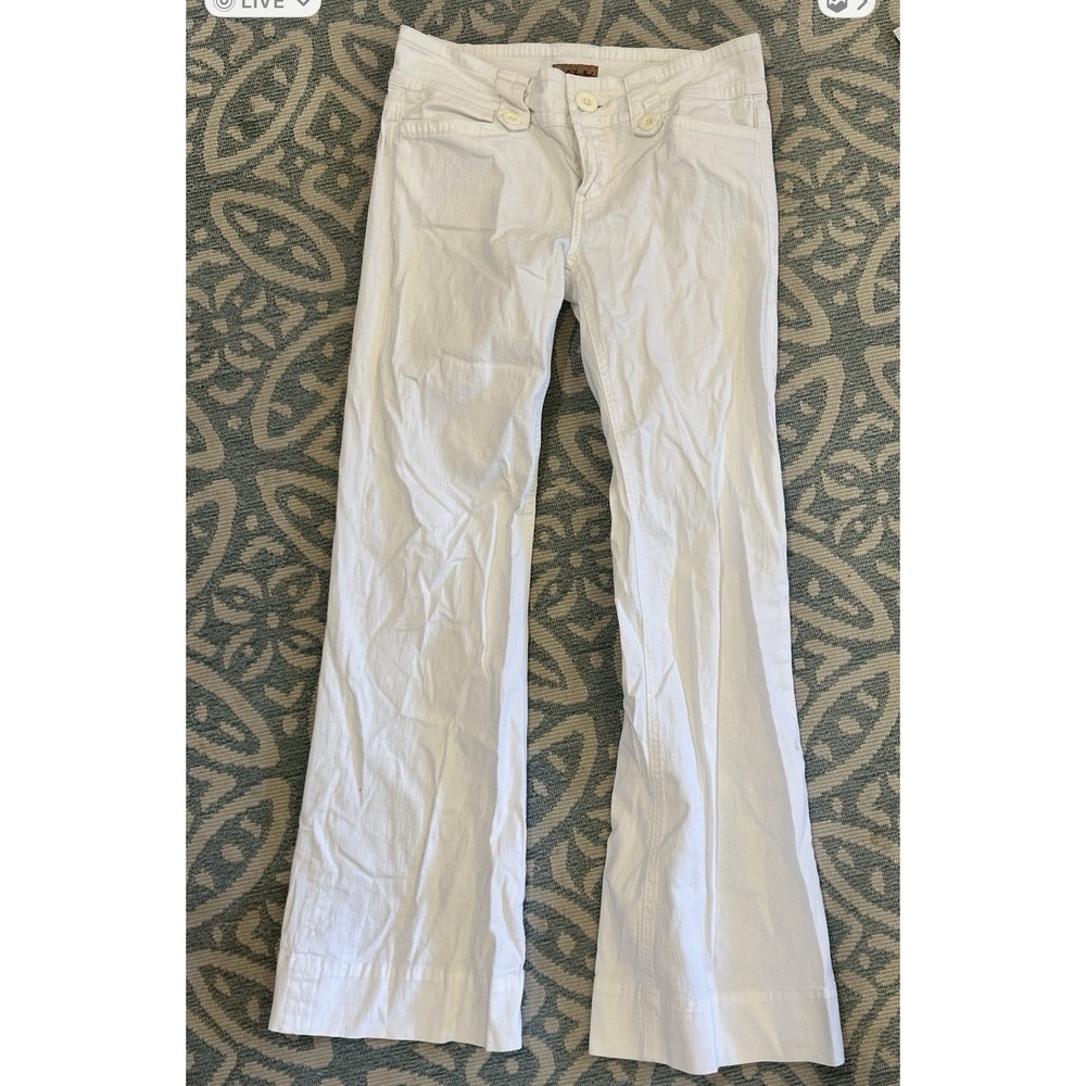 See‎ Thru Soul White Flare Jeans Denim Cotton Stretch Hippie Boho Womens Sz 31